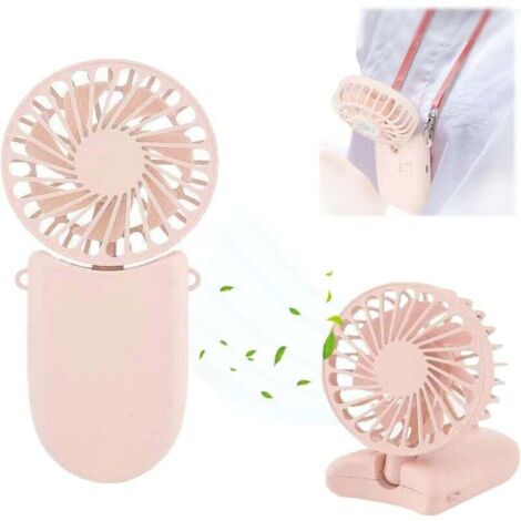 Ventilatore da tavolo portatile 3 in 1, portatile, portatile, mini, ricaricabile, con 3 velocità regolabili e batteria a lunga durata per viaggi, sport, ufficio a casa (rosa corallo) - Rosa corallo