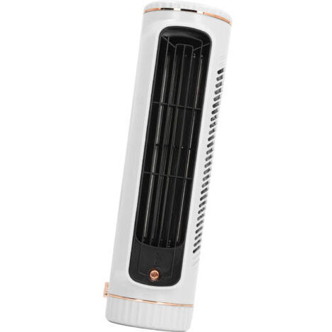 Ventilatore da tavolo senza pale, 3 velocità, silenzioso, ricaricabile, per camera da letto, ufficio, esterni, bianco