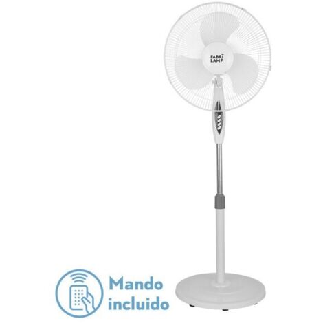 Ventilatore da Terra Bise Blanc 3 Vel 45w Regx43x40cm Oscillante 3 Pale Bianche con Telecomando e Timer