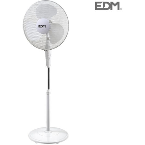 Ventilatore da terra con base circolare Colore bianco potenza 45w pale ø40cm altezza regolabile 110-130cm EDM