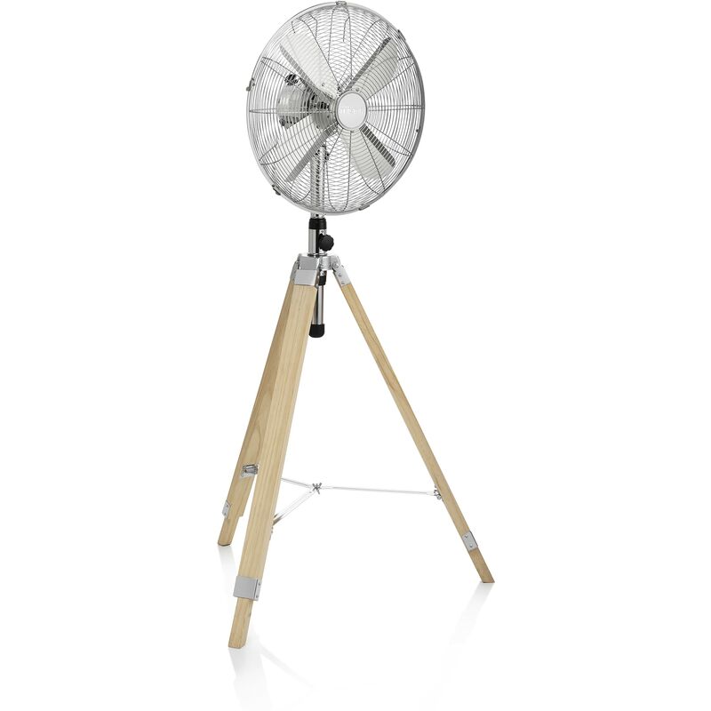 Tristar - Ventilatore Metallico su Piedistallo VE-5804, ø 40 cm, Treppiede in Legno, Colore: Bianco