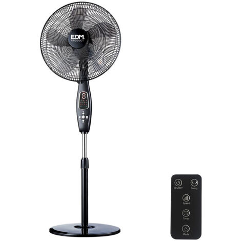 Ventilatore da Terra EDM Nero 60 W Potente e Regolabile