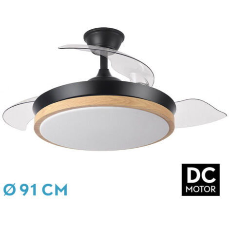 Ventilatore dc evros nero/hay 72w 6120lm 91d 3 stadi pieghevole 3000-4000-6000k telecomando, timer, memoria