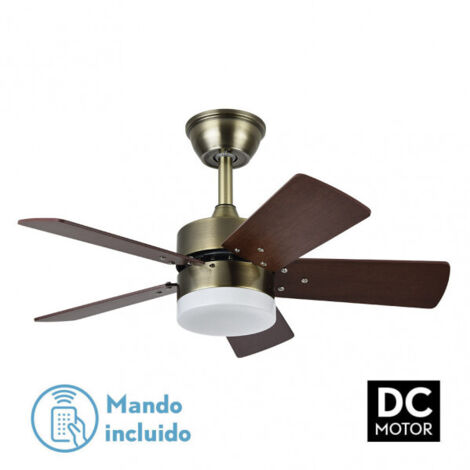 Ventilatore dc marta 36w pelle 5 pale rev. ciliegio/noce 41x76d 3060lm con telecomando, memoria e temp. 3000k,4000k,6000k