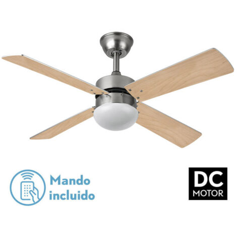 FABRILAMP Ventilatore da Soffitto DC Sofia 2xE27 Nichel 4 Pale Faggio Argento