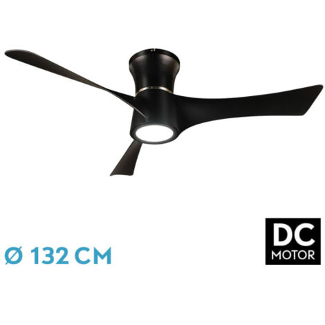 Ventilatore dc tianas 18w nero 3aspas 132d ventilatore dimmerabile 2250lm intensità 3000k,4000k,6000k remoto+timer+memoria