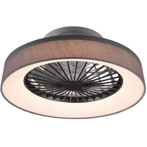 Ventilatore e Plafoniera Led Diffusore Satinato Tessuto Grigio Faresund GD Trio