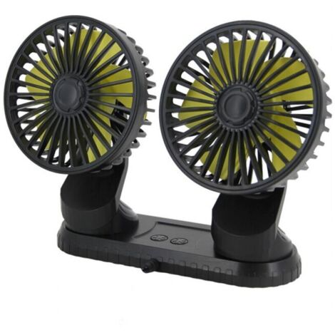 Ventilatore estivo per auto da 10 W, alimentato tramite USB, multi-angolo, girevole, doppia testa, 3 velocità, ABS, accessori per il raffreddamento dell'auto
