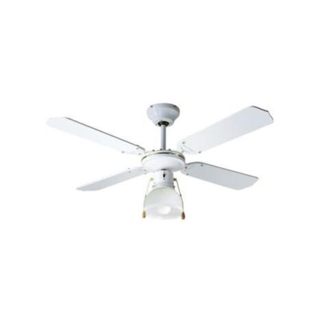 Ventilatore Gemini in metallo bianco 1 luce attacco E27 con 4 pale