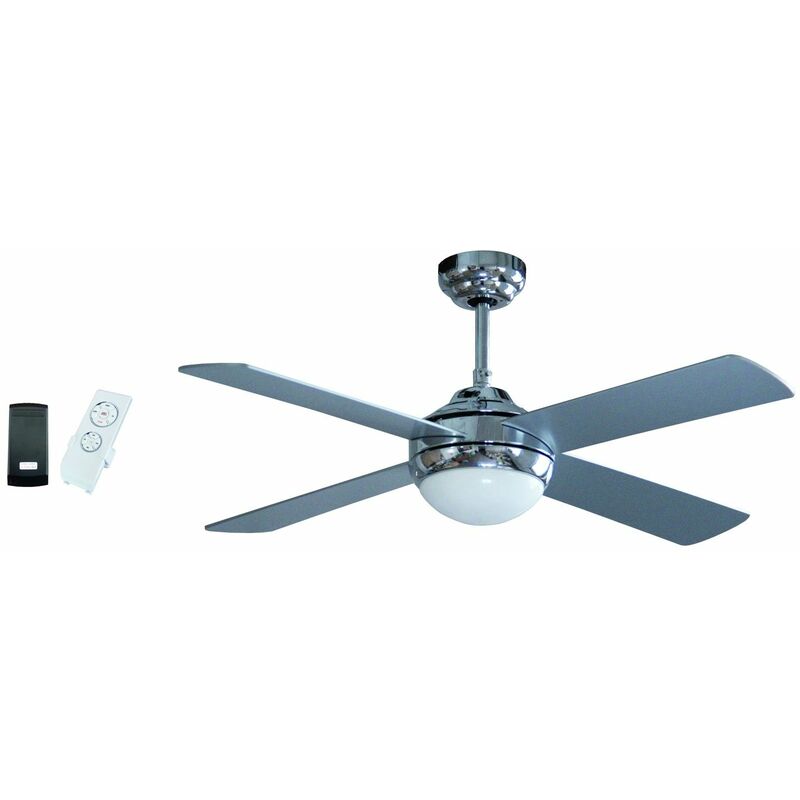 Image of Niklas - Ventilatore Lampada da soffitto 4 pale 60 w con telecomando silversky