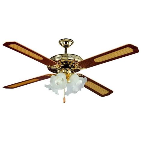 Ventilatore LED da Soffitto 4 Lampadine E27 in Vetro con Motore a Corrente Alternata da 55W 4 pale