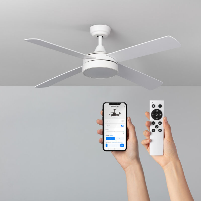 Image of Ledkia - Ventilatore da Soffitto Silenzioso Timor Bianco 132cm Motore dc Wi-Fi cct