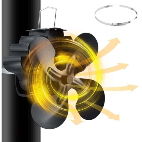 Ventilatore magnetico per camino Ulisem a 4 pale, non richiede elettricità, alimentato a calore