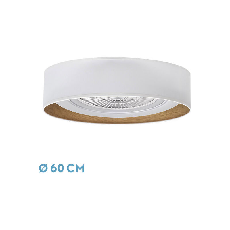 Fabrilamp - Tania Fan 72w White/Clear Wood 8000lm 5 Blades 3col Remote,memory,reg.Intensity,timer 25x60x60 Cm