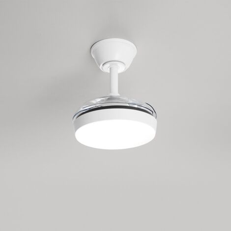 Ventilatore Moderno Mini Open+ Metallo Bianco Acrilico Trasparente Led 24W Cct