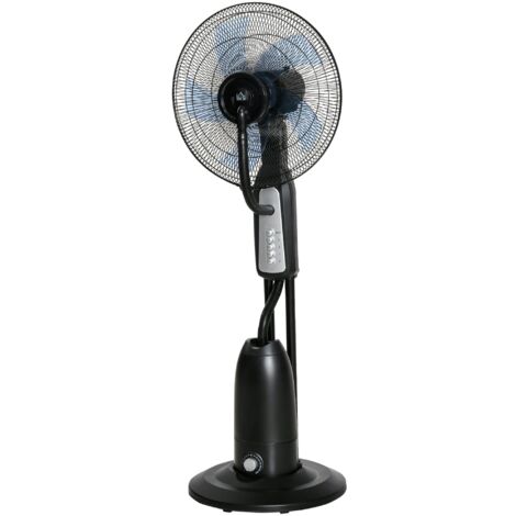 Ventilatore Nebulizzatore 90W a 4 Ruote con Serbatoio 2.8L e 4 Velocità 44,5x38,5x120 cm in Metallo PE e ABS Nero