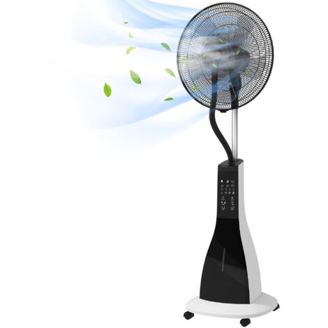 Ventilatore Nebulizzatore con Serbatoio 3L 44,5x38,5x120 cm 3 Modalità e 3 Velocità Bianco e Nero