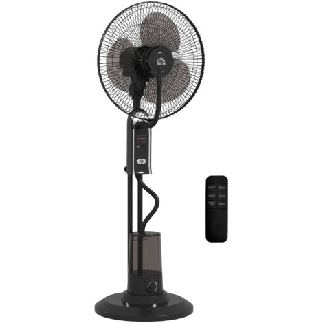 Ventilatore Nebulizzatore Regolabile 3 Velocità 44,5x38,5x120 cm con Telecomando in Metallo e Plastica Nero