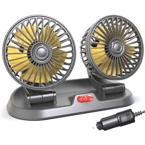 Ventilatore per auto a doppia testa da 12 V, raffreddamento automatico, portatile, grande vento elettrico, pieghevole