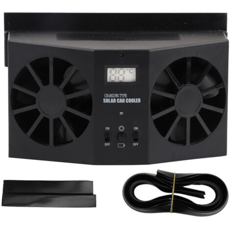 Ventilatore per auto, ventola di raffreddamento nera, altamente resistente, alimentata a energia solare, portatile e ampiamente utilizzata, accessorio per appassionati di auto