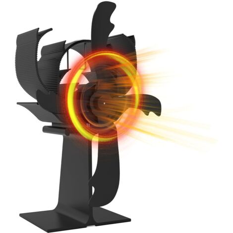 Ventilatore per stufa a 4 pale per stufa a legna/camino, non utilizza elettricità, funzionamento silenzioso, ecologico