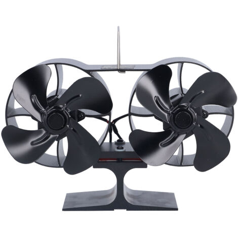 Ventilatore per stufa a doppia testa, 8 pale, ecologico, automatico, alimentato a calore, per stufe a legna e a legna.