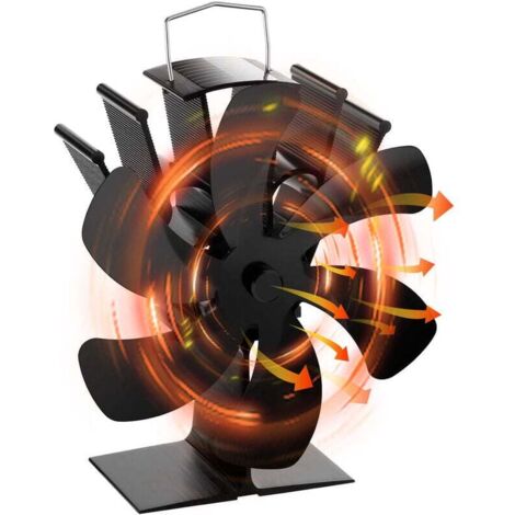 Ventilatore per stufa a legna a 6 pale alimentato a calore per camino, stufa a pellet, camino a legna e stufa a legna, avvio silenzioso a 87 °C - LKBD