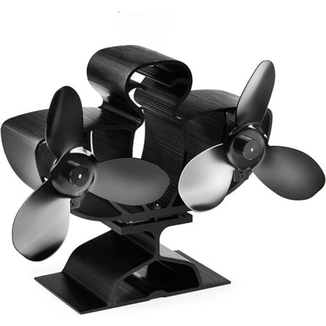 Ventilatore per stufa a legna doppio - Ventilatore per camino a 6 pale - Ventilatore autoalimentato - Ventilatore alimentato a calore - Circolazione silenziosa ed ecologica