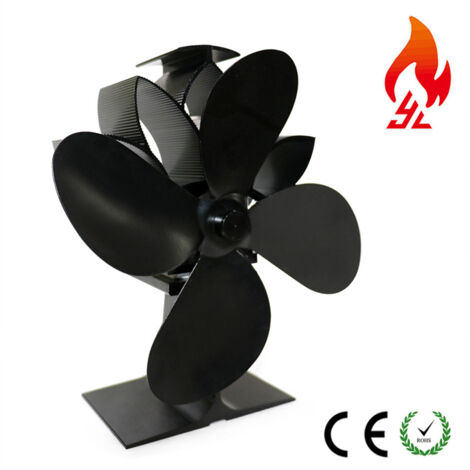 Ventilatore per stufa a legna, ventilatore per camino a legna, ventilatore grande a 4 pale, ventilatori per camino ecologici alimentati a calore, silenziosi per stufe a legna/caminetti/caminetti domes