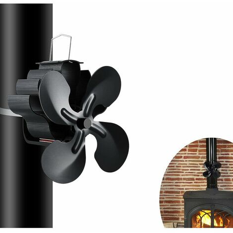Ventilatore per stufa a legna, ventilatore per camino alimentato a calore a 4 pale, per stufa a legna/camino/gas/pellet/tronco