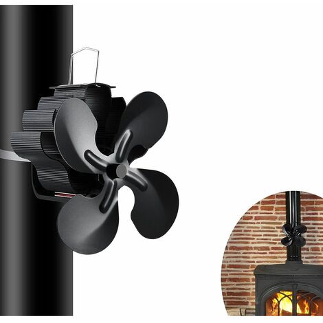 Ventilatore per stufa a legna, ventilatore per camino alimentato a calore a 4 pale, per stufa a legna/camino/gas/pellet/tronco