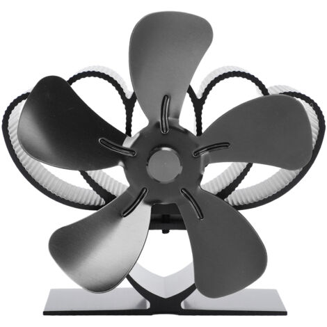 Ventilatore per stufa in lega di alluminio, resistente e silenzioso, per camino a legna, nero.