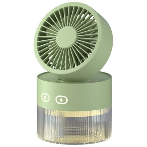 Ventilatore personale e piccolo umidificatore da 350 ml con luce notturna a LED, ventilatore da tavolo e umidificatore ricaricabile tramite USB 3 in 1 per ufficio e stanze di piccole dimensioni, senza