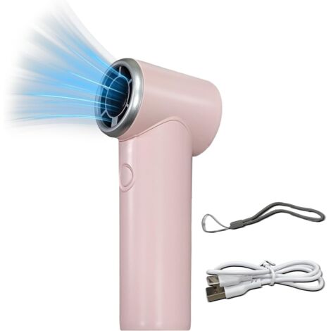 Ventilatore pieghevole portatile da 2000 mAh, 5 pale, ricaricabile tramite USB, 5 velocità, display a LED, con cavo, per uso interno ed esterno (rosa)