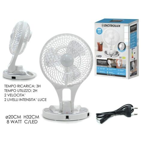 VENTILATORE PIEGHIEVOLE RICAR. 8W LED H32CM.