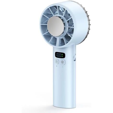 Ventilatore portatile, mini ventilatore turbo, ventilatore tascabile con batteria da 5200 mAh, raffreddamento, velocità regolabile (1-100), per viaggi, campeggio, attività all'aperto (blu)