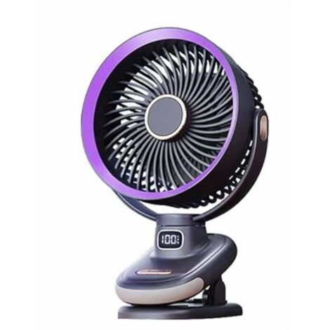 Ventilatore portatile per passeggino con schermo LCD, 5 velocità, clip per treppiede per passeggini, seggiolini auto, sedie a rotelle, camerette e viaggi, bianco