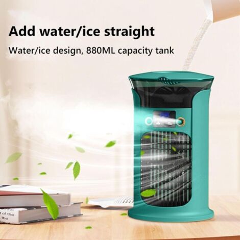Ventilatore portatile, raffrescatore d'aria da 880 ml, mini ventilatore portatile con 3 velocità, ventilatore a torre silenzioso, mini ventilatore portatile per casa e ufficio (verde)
