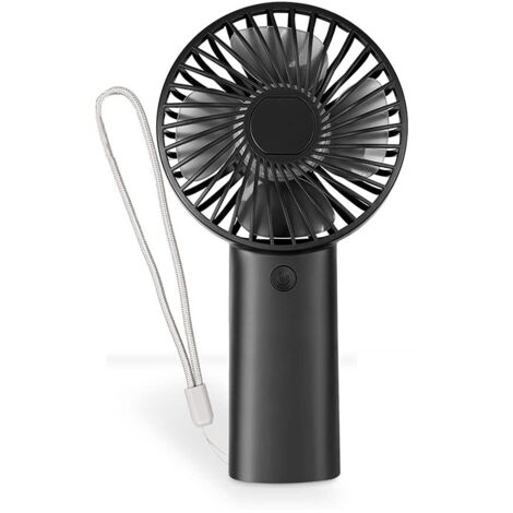 Ventilatore portatile ricaricabile tramite USB, 3 velocità, vento forte e flusso d'aria potente, per uso interno ed esterno (colore: nero)