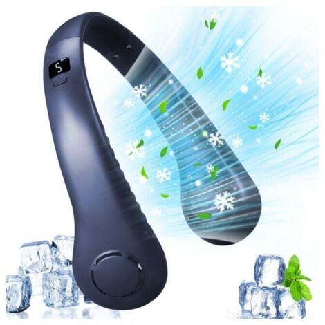 Ventilatore portatile senza pale blu, display digitale a 5 velocità, grande capacità da 3000 mAh, piccolo ventilatore portatile ricaricabile tramite USB