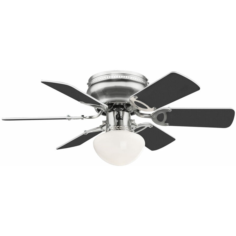 Image of Ventilatore da soffitto con telecomando luce 3 livelli interruttore a tirante bianco, pale reversibili 76 cm