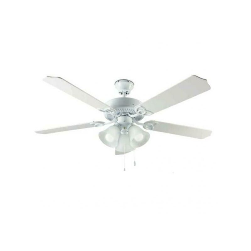 Image of Perenz - ventilatore da soffitto 5 pale in metallo diametro 130cm con kit luce 3x60w colore bianco 7066b
