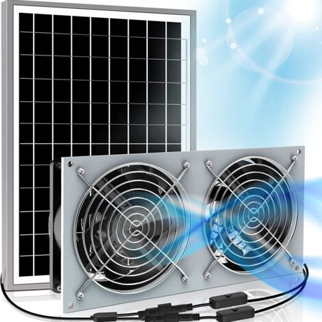 Ventilatore solare da 15 W per rifugio per animali domestici più 2 ventilatori di scarico ad alta velocità CC
