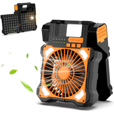 Ventilatore solare, ventilatore da scrivania ricaricabile da 6000 mAh, ventilatore solare multifunzionale alimentato a batteria, ventilatore solare flessibile per il raffreddamento, ventilatore di ven
