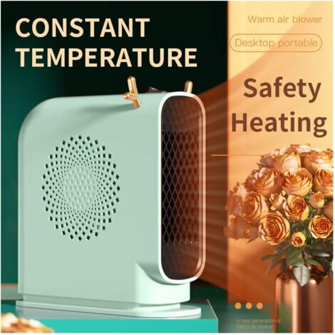 Ventilatori riscaldanti elettrici portatili da tavolo a basso consumo per casa, ufficio, scaldapiedi, macchina per l'inverno, 500 W (verde, con cavo PD100W)