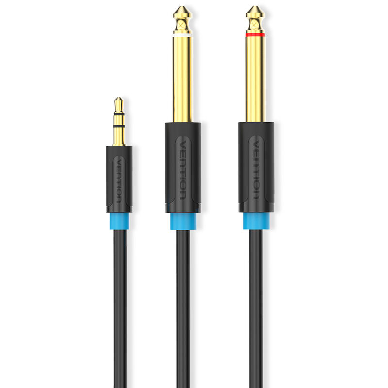 

Cable de audio de 3,5 mm a doble de 6,5 mm Divisor de 3,5 mm macho AUX a 6,35 mm con interruptor de banda sonora izquierda y derecha para