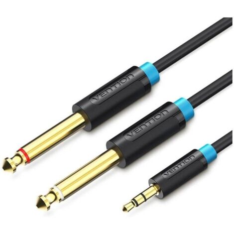 Vention Kabel Stereo BACBI/ Klinke 3,5 Stecker -- 2x Klinke 6,5 Stecker/ 3m/ Schwarz