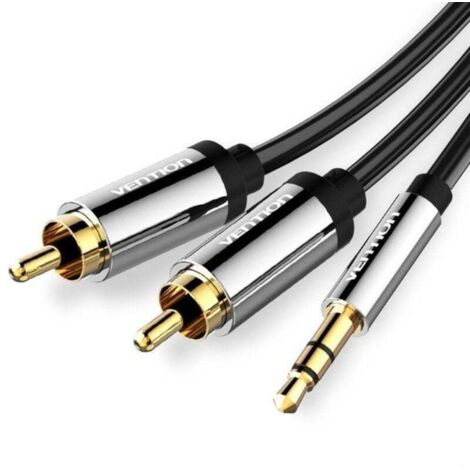 VENTION   stereo audio cable de 3.5 mm male to 2 RCA male - Black metallic 5m