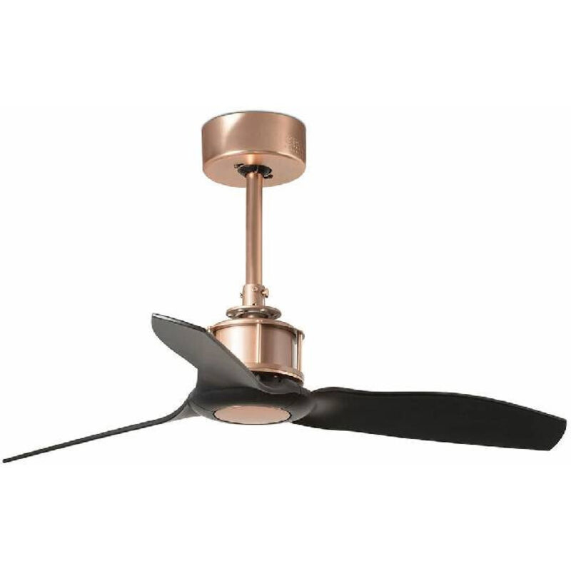 FARO BARCELONA Faro Just Fan Xs - Ventilateur de plafond cuivre 3 lames pales noires 81cm