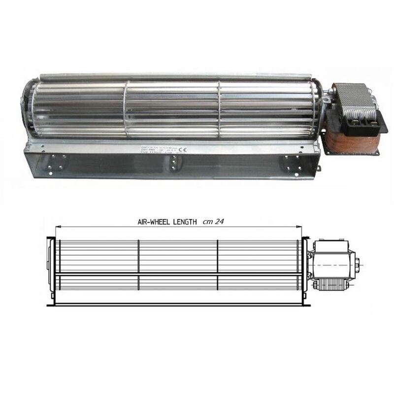 Image of Ventola cm 24 tangenziale motore destro per forno stufa legna pellet sp 301